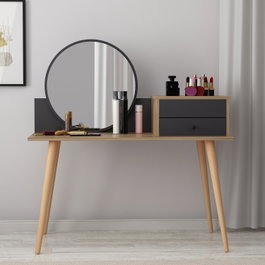 Hanah Home Angel Mesa de Maquillaje Antracita y Nogal